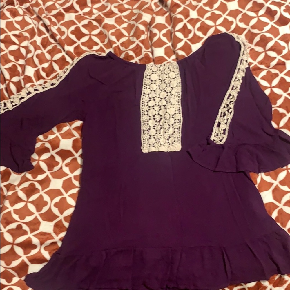 Indigo soul purple bell sleeve off the shoulder